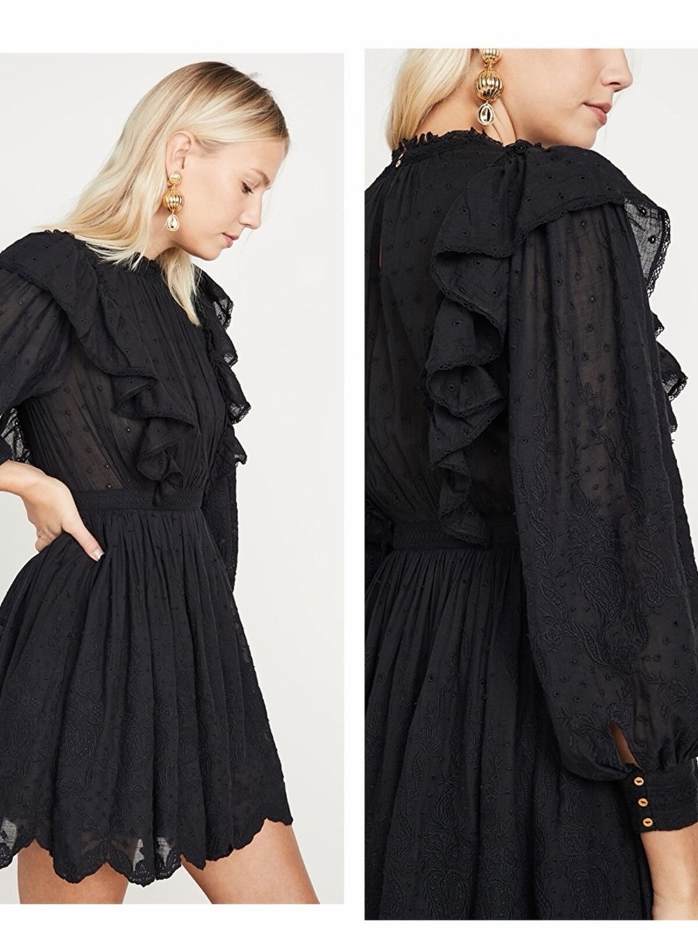 Ulla Johnson Presley Black Polka Dot Dress